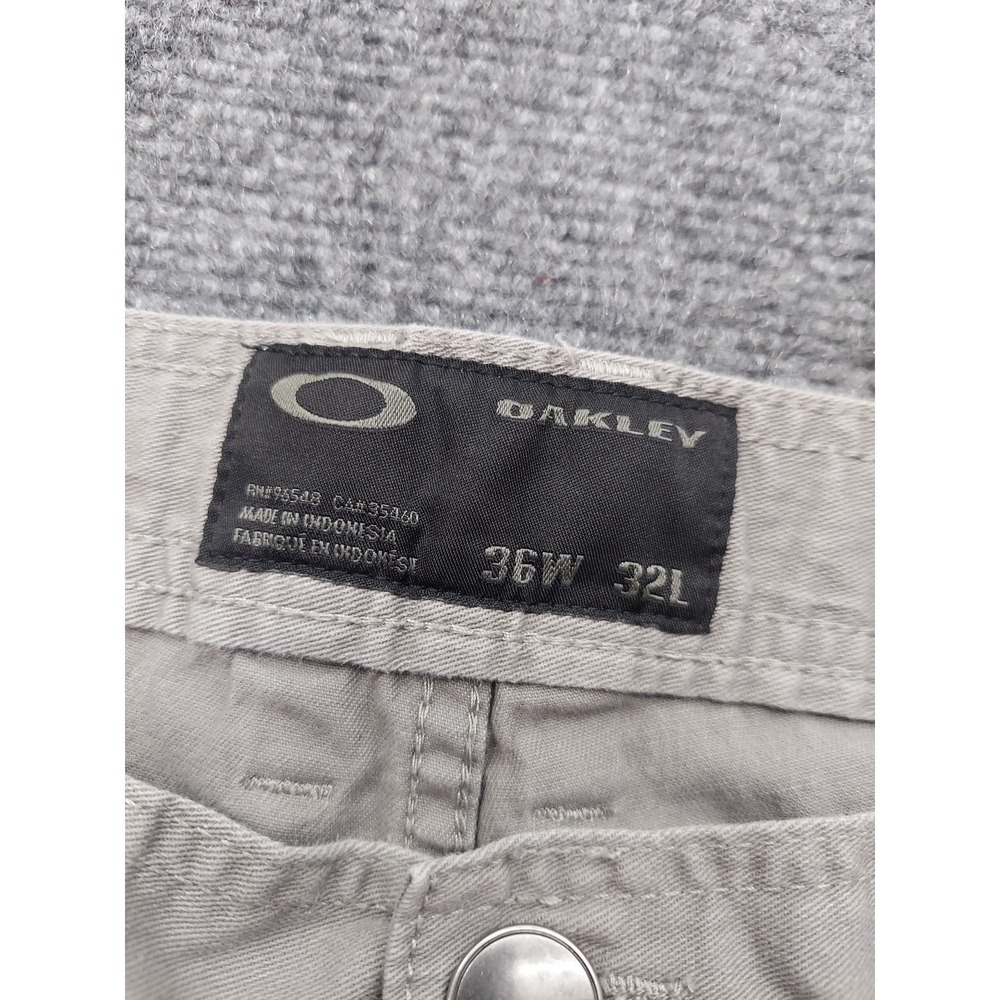 Oakley Chino Pants‎ Mens 36x32 Gray Straight Lightweight Casual Stretch Logo - Picture 3 of 12